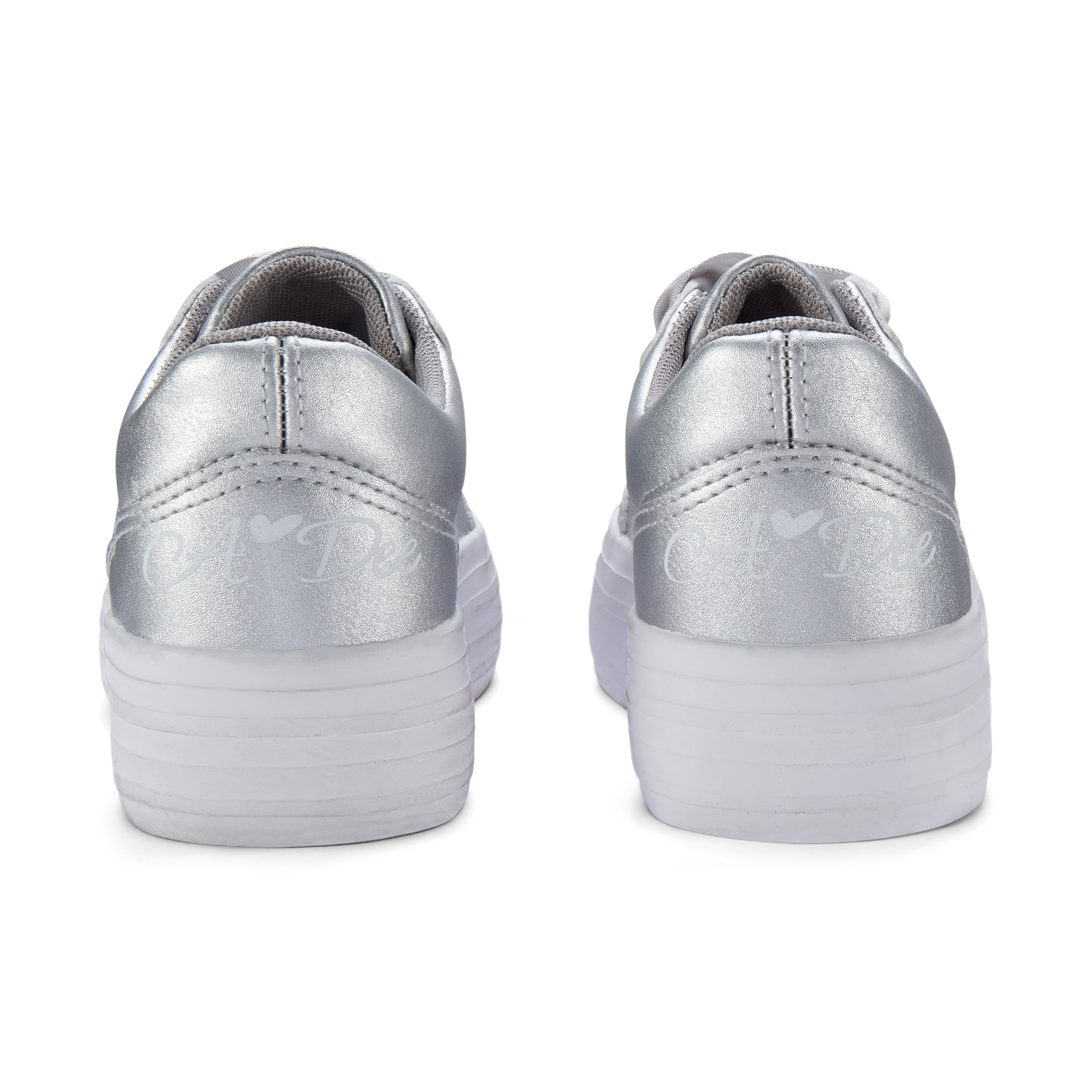 AW25 ADee PATTY Silver Ribbon Lace Platform Trainers