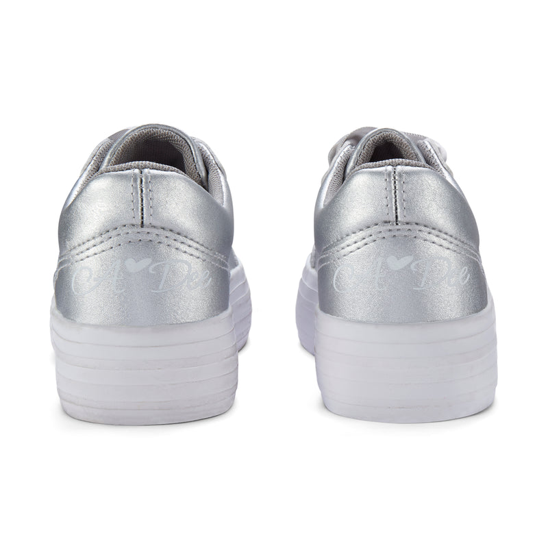 AW25 ADee PATTY Silver Ribbon Lace Platform Trainers
