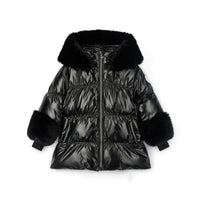 ADee Girls AVERY Black Faux Fur Coat