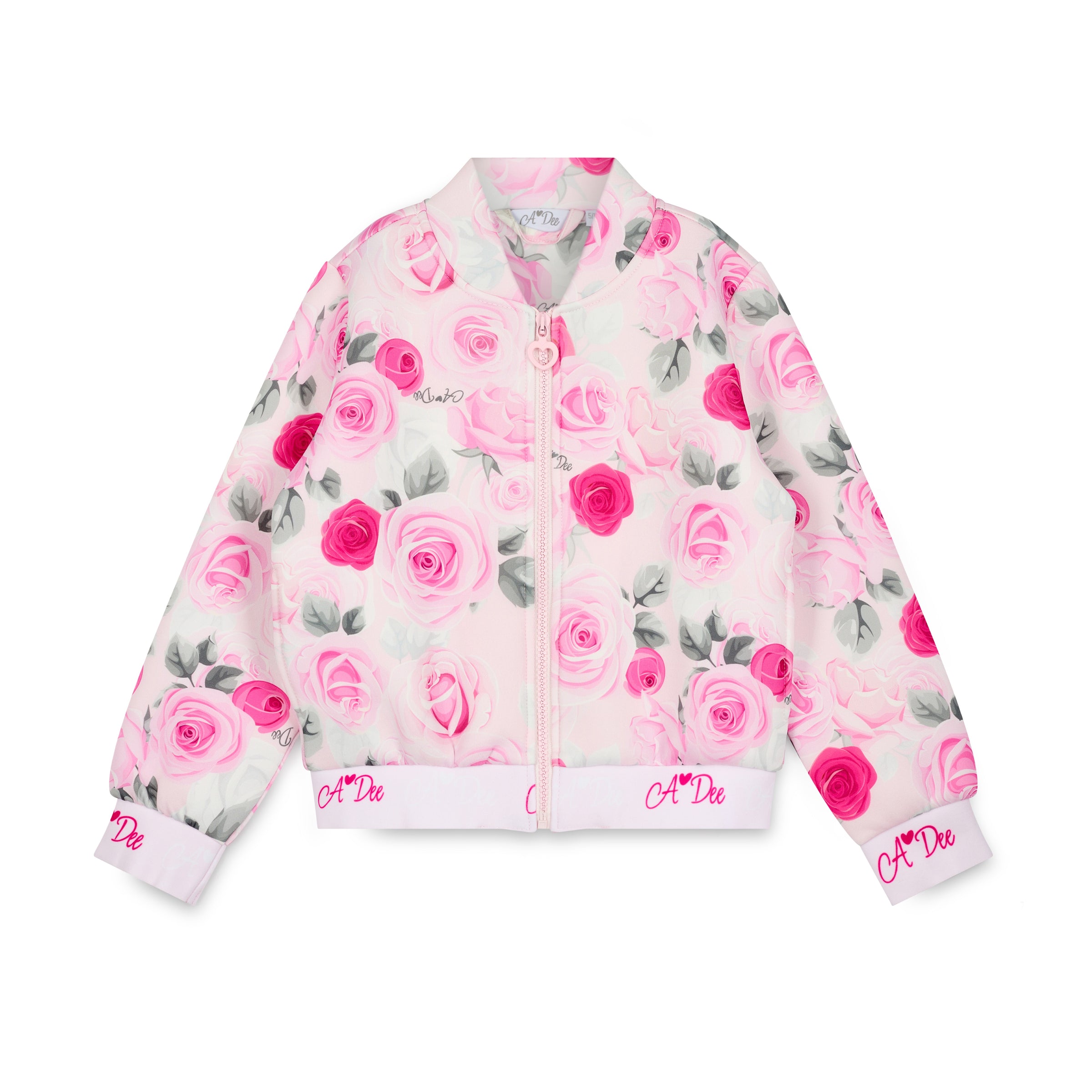 ADee Girls ALICE Pink Rose Print Bomber Jacket