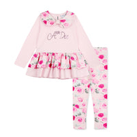 ADee Girls ADELINE Pink Rose Print Leggings Set