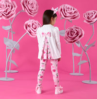ADee Girls AYLA White Rose Print Leggings Set