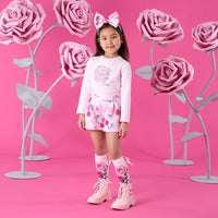 ADee Girls AMAYA Pink Rose Print Shorts Set