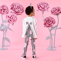 ADee Girls ARABELLA White Houndstooth Print Leggings Set
