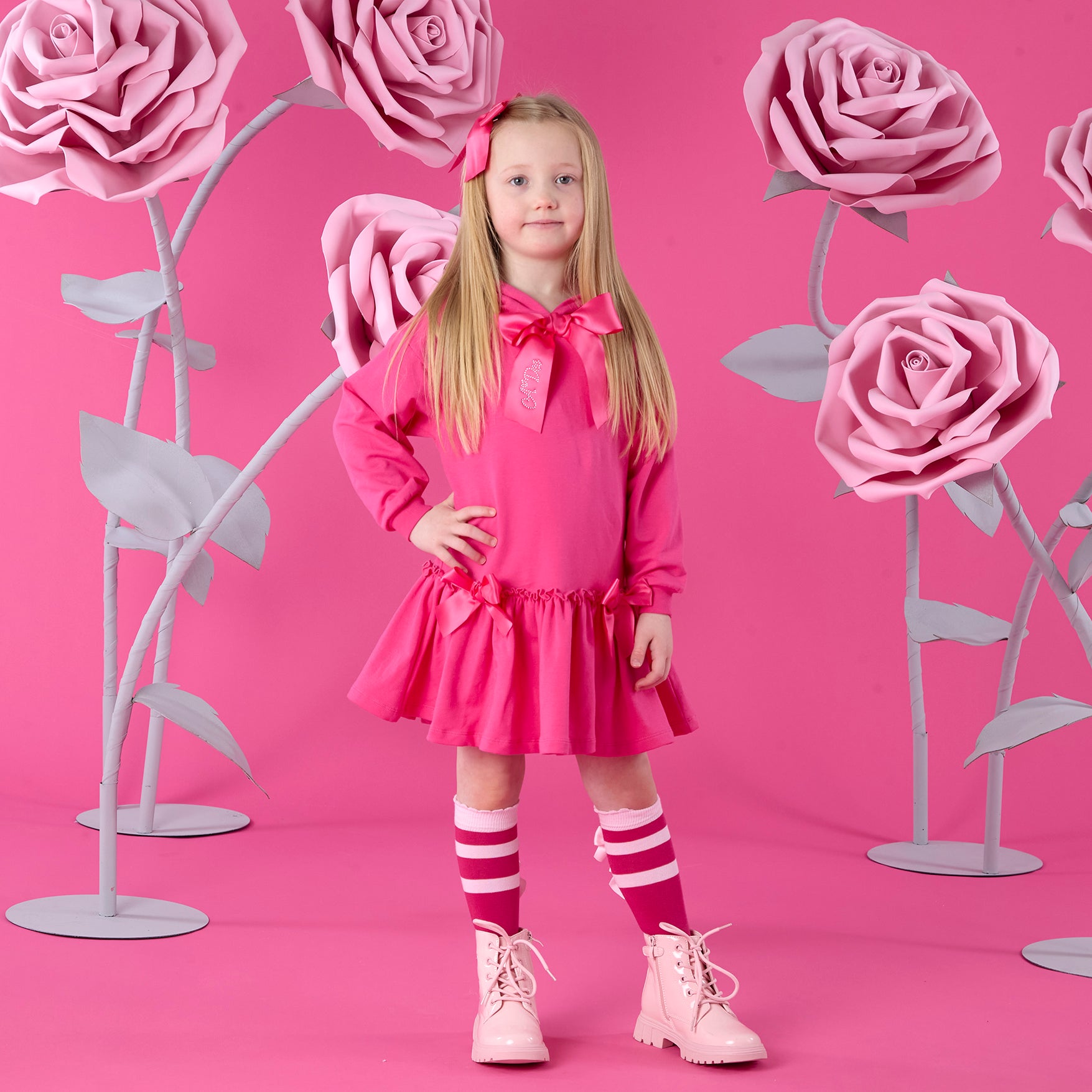 ADee Girls ALANA Pink Hoody Dress