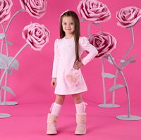 ADee Girls ALYSSA Pink Faux Fur Handbag Dress