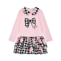ADee Girls ADRIANA Pink Houndstooth Print Dress