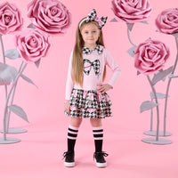 ADee Girls ADRIANA Pink Houndstooth Print Dress