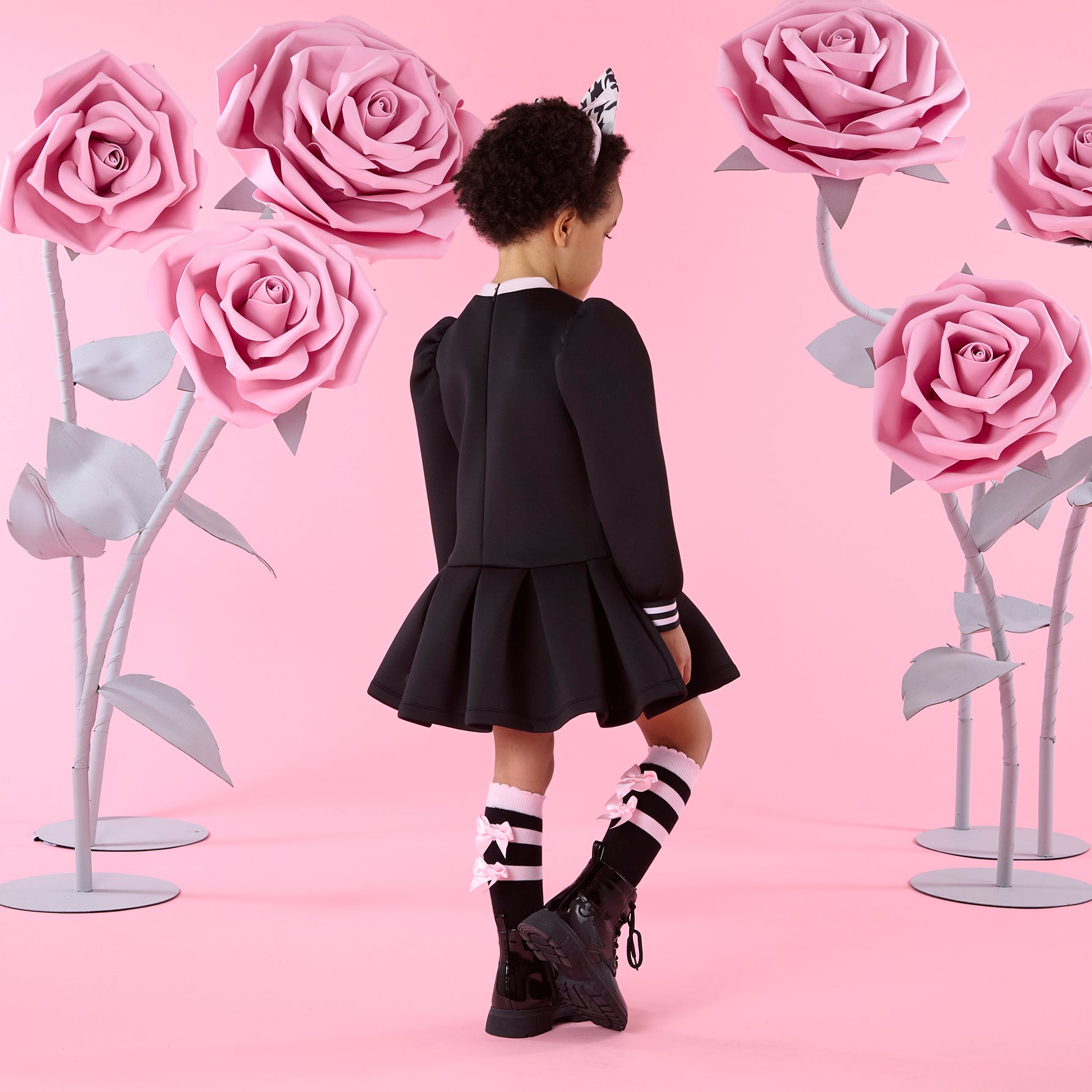 ADee Girls ALIVIA Black Bows Dress