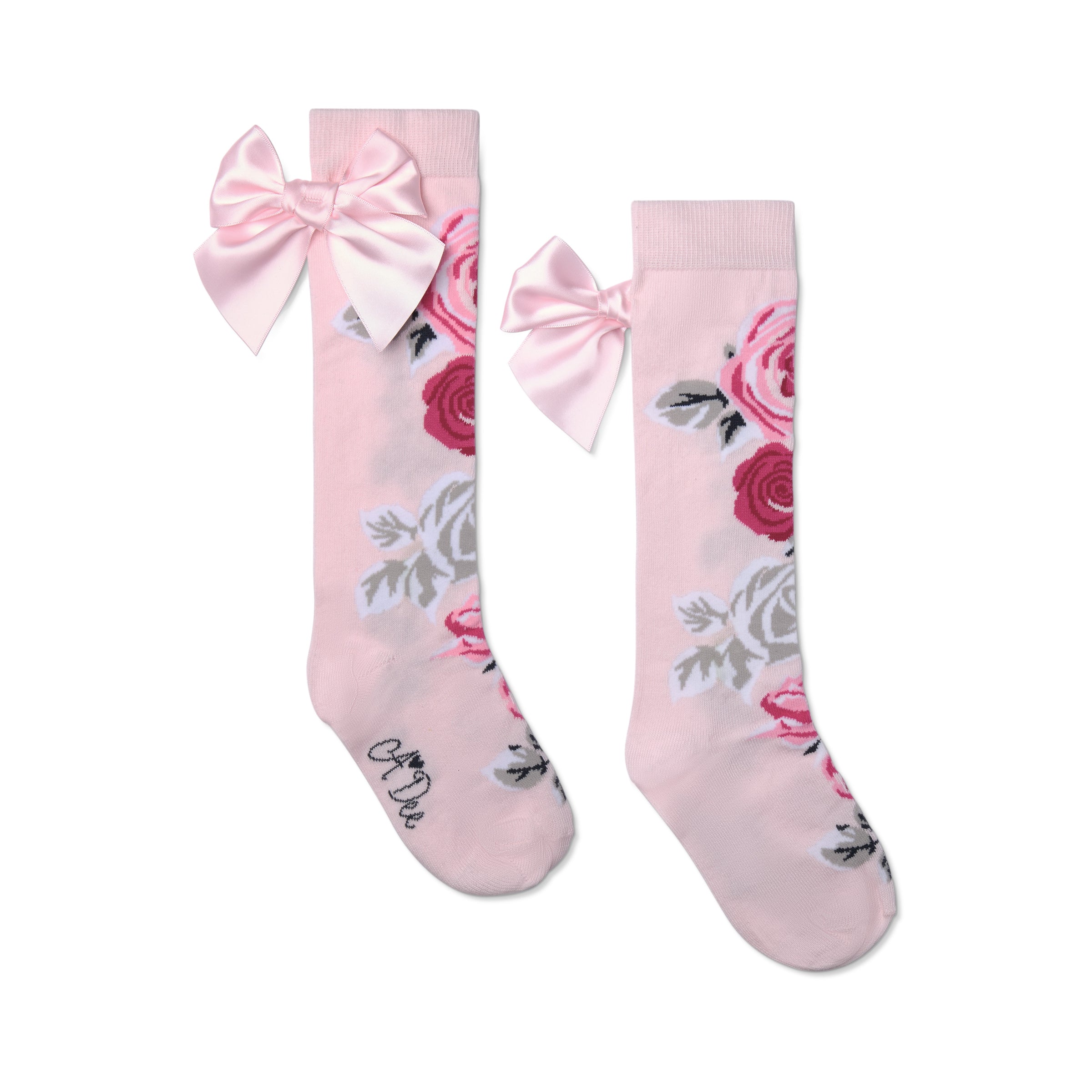 ADee Girls ALESSANDRA Pink Rose Print Knee High Socks