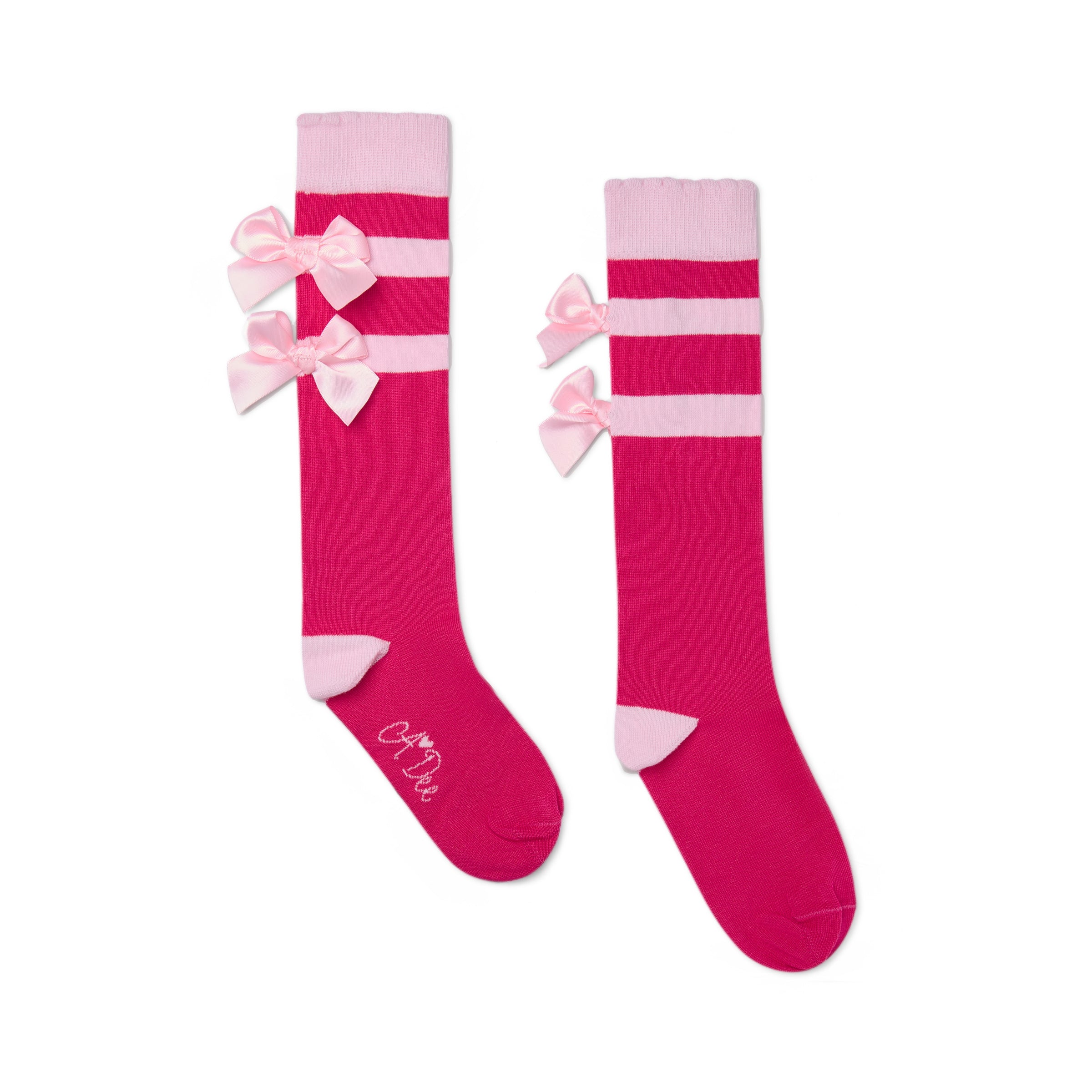 ADee Girls ASTRID Pink Stripe Bow Knee High Socks