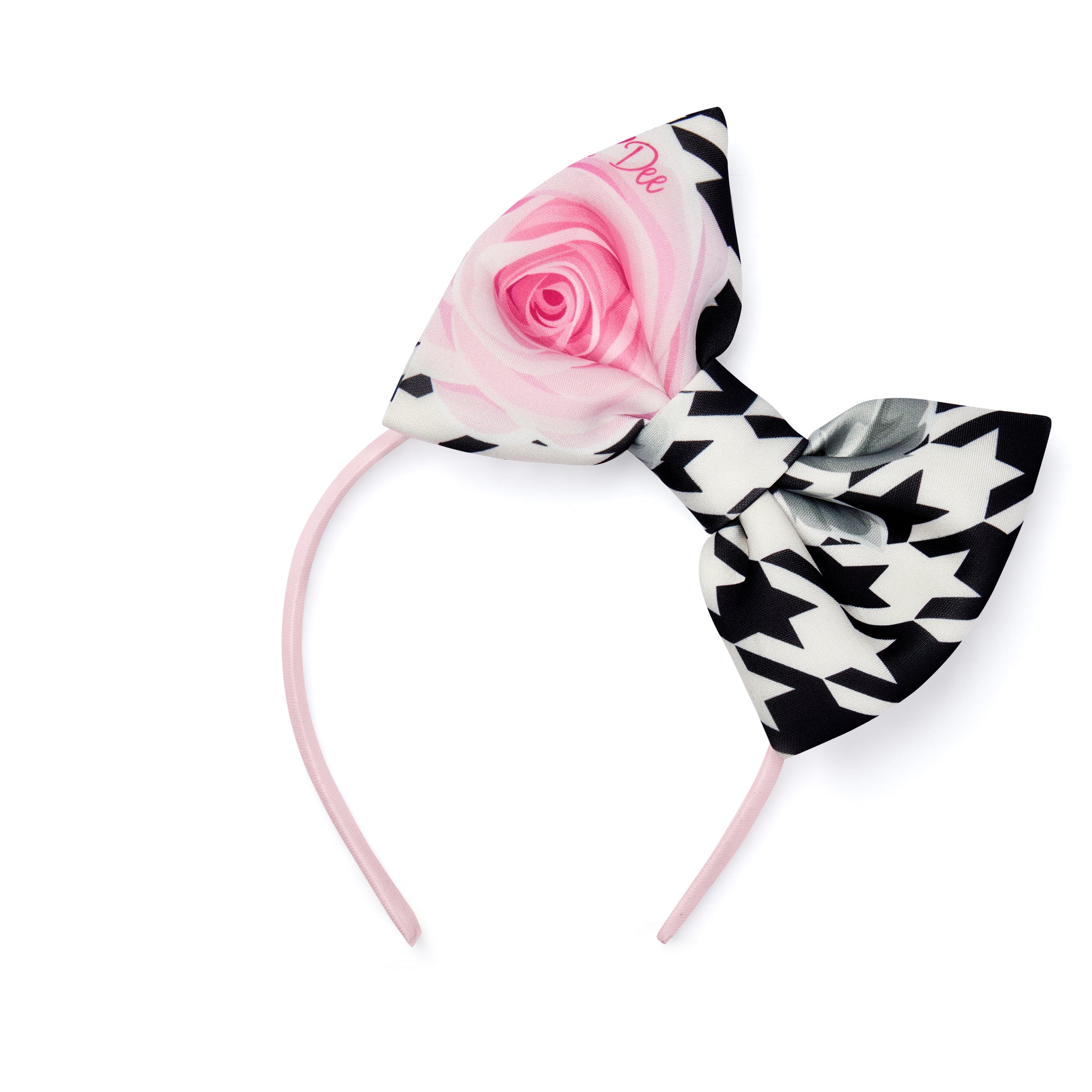 ADee Girls ALLIE Black Houndstooth Print Bow Headband