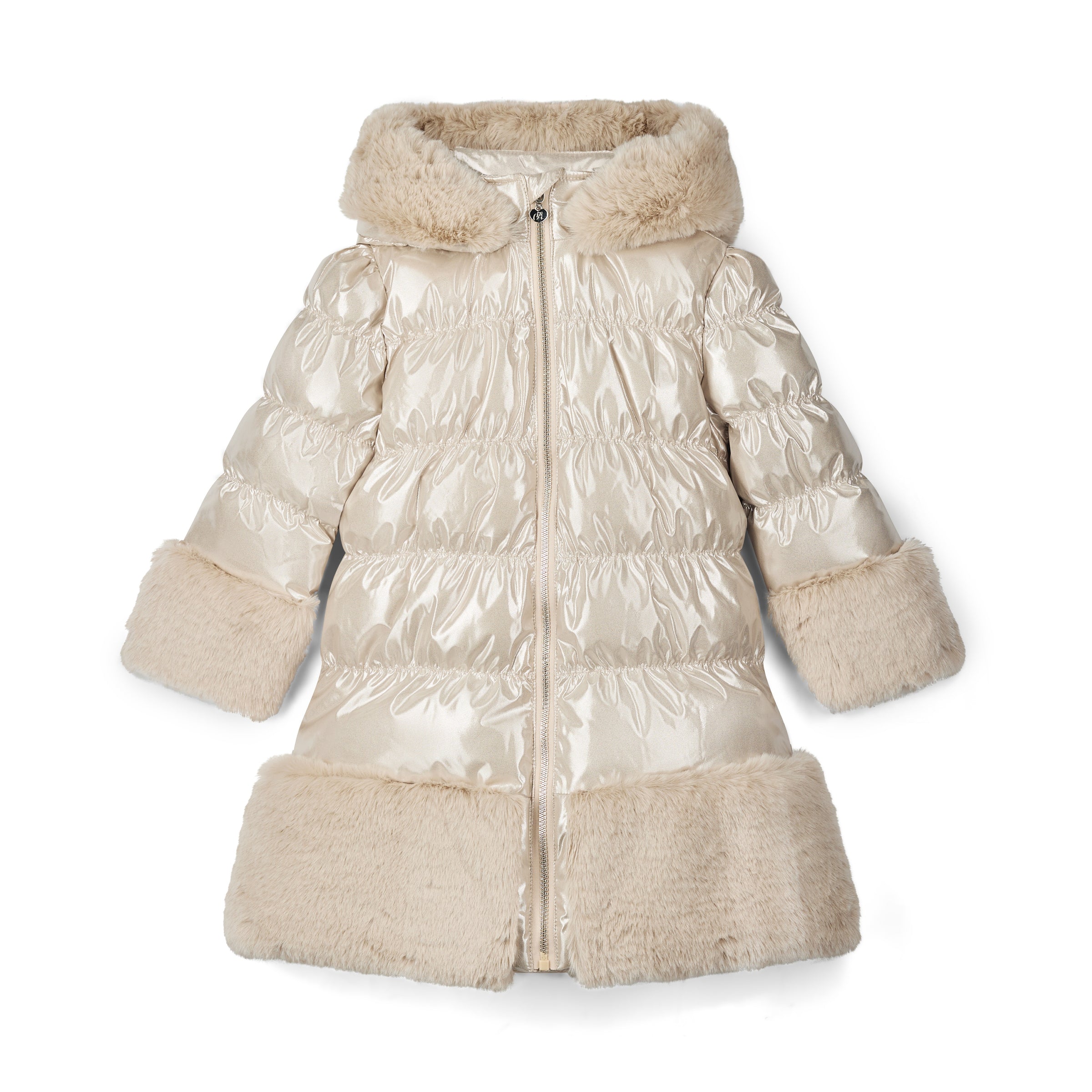 ADee Girls AURORA Beige Faux Fur Coat