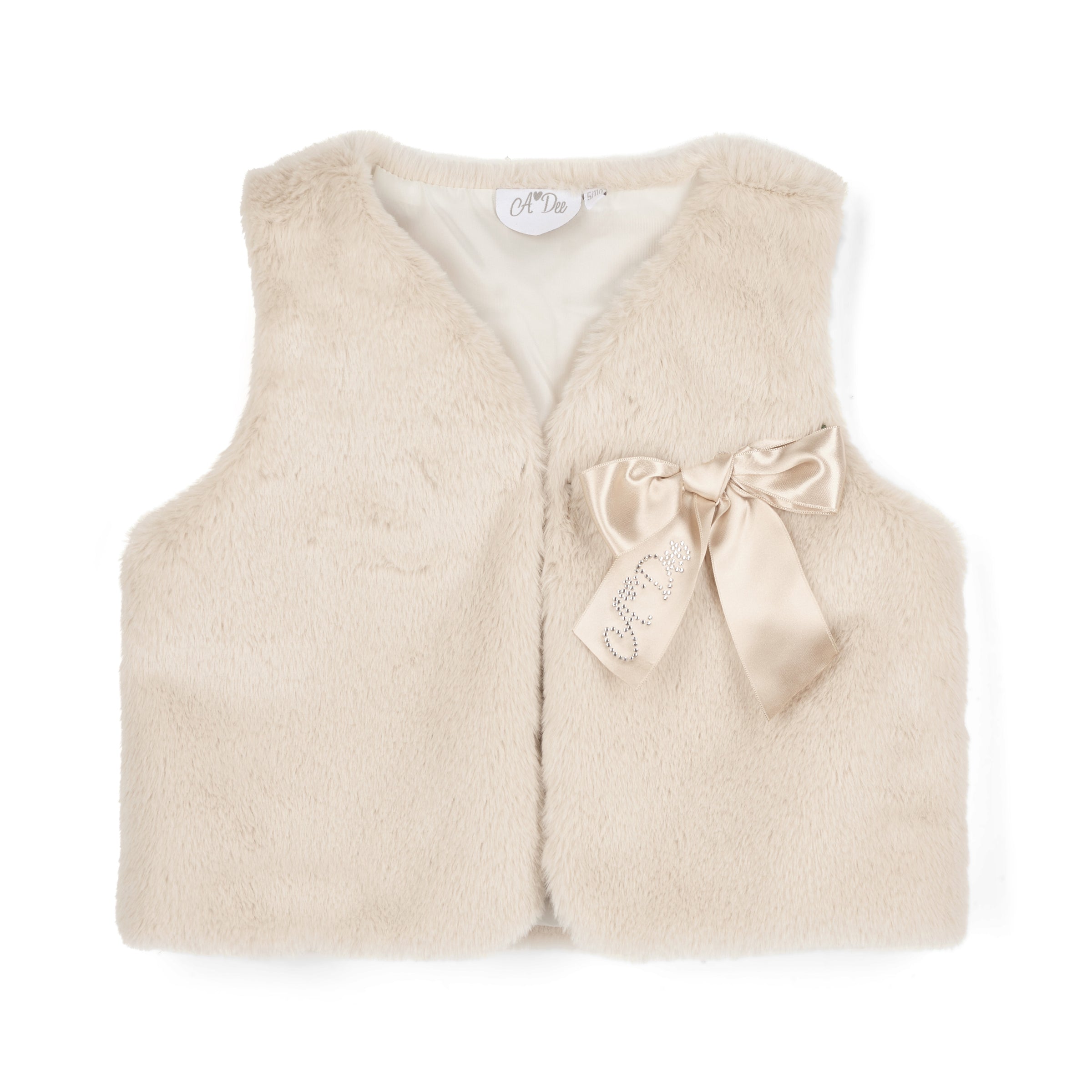 ADee Girls ANNA Beige Faux Fur Gilet
