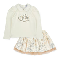 ADee Girls BRIE White Bow Print Skirt Set