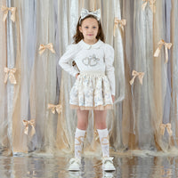 ADee Girls BRIE White Bow Print Skirt Set