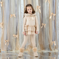 ADee Girls ALINA Beige Faux Fur Leggings Set