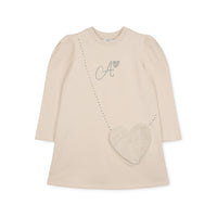 ADee Girls ALYSSA Beige Faux Fur Handbag Dress
