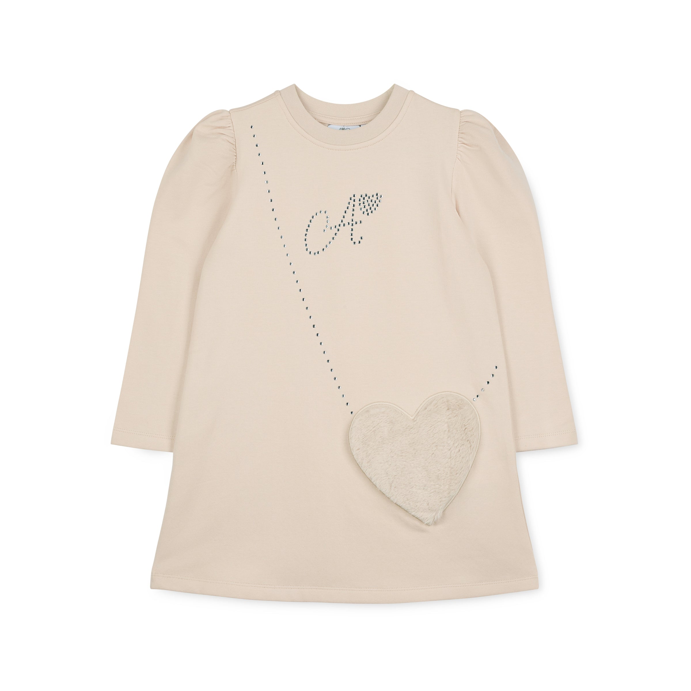 ADee Girls ALYSSA Beige Faux Fur Handbag Dress