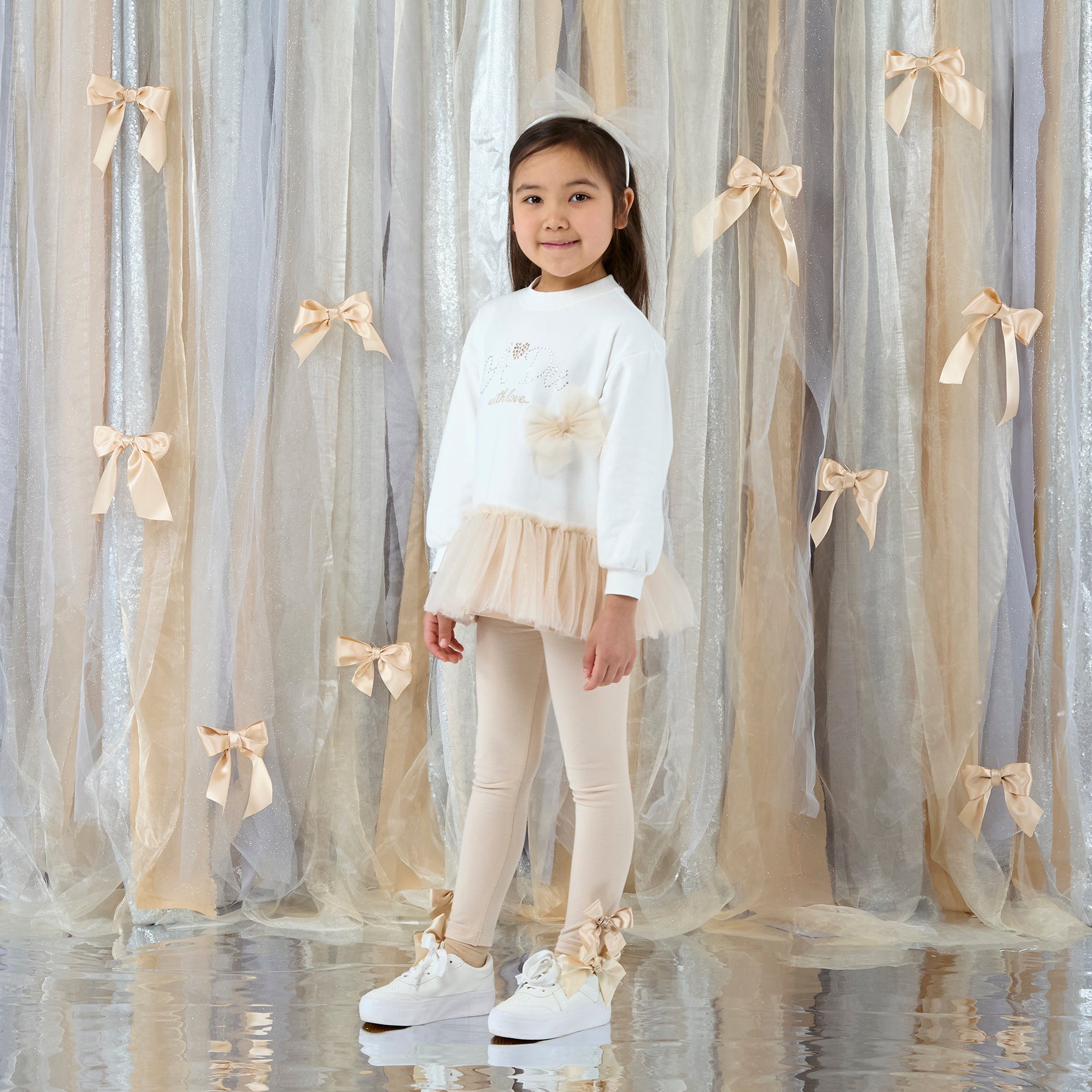 ADee Girls BONNIE White Tulle Leggings Set
