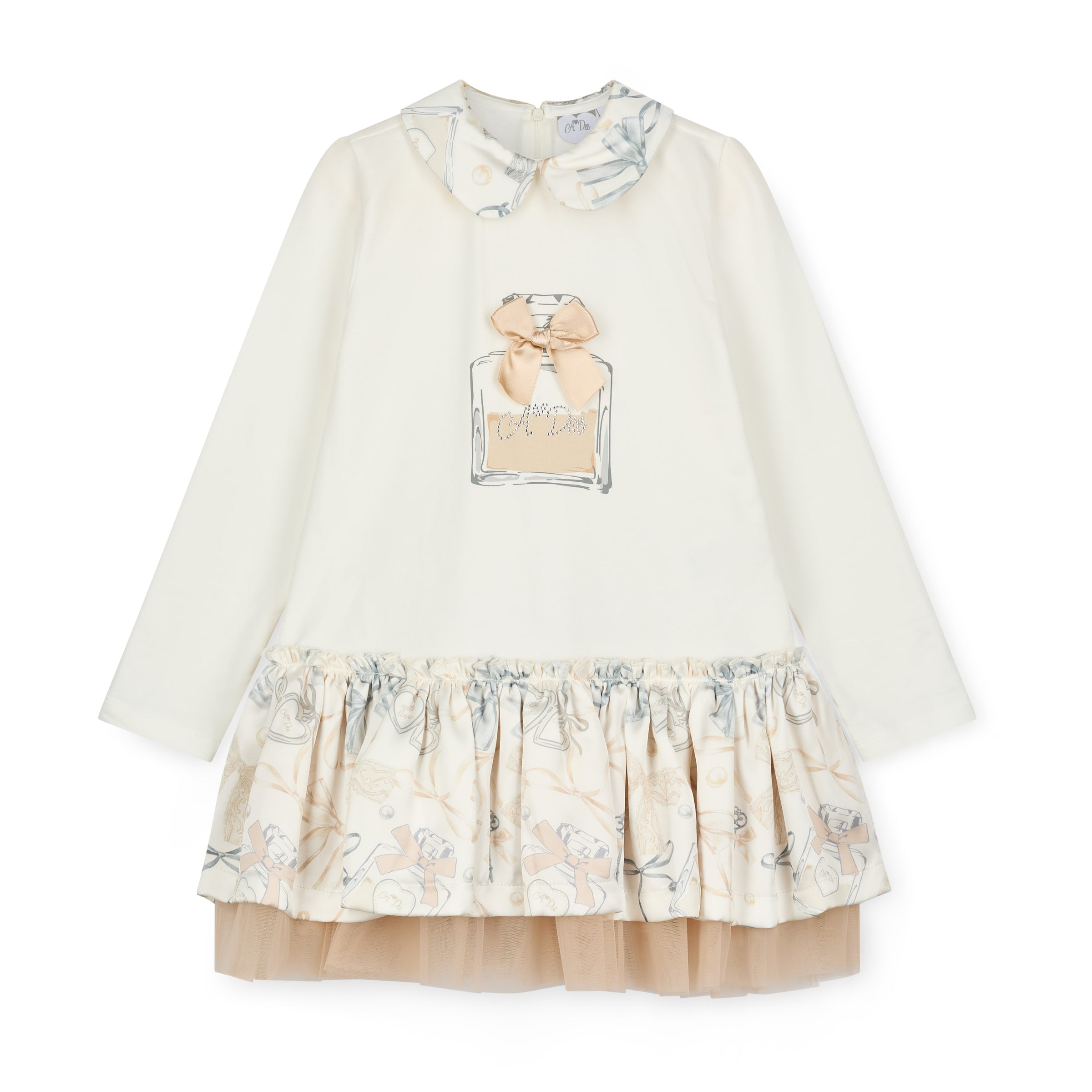 ADee Girls BETTY White Bow Print Dress