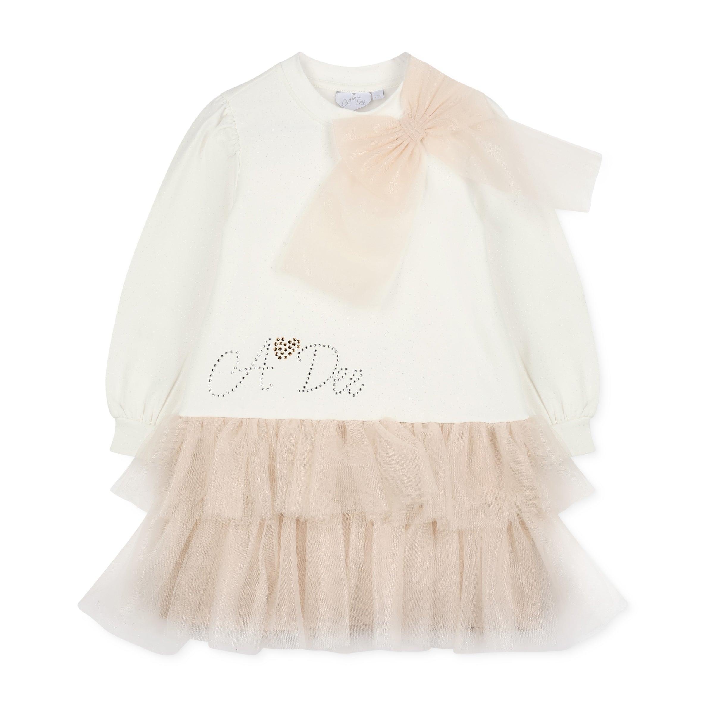 ADee Girls BRANDY White Tulle Bow Dress