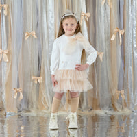 ADee Girls BRANDY White Tulle Bow Dress