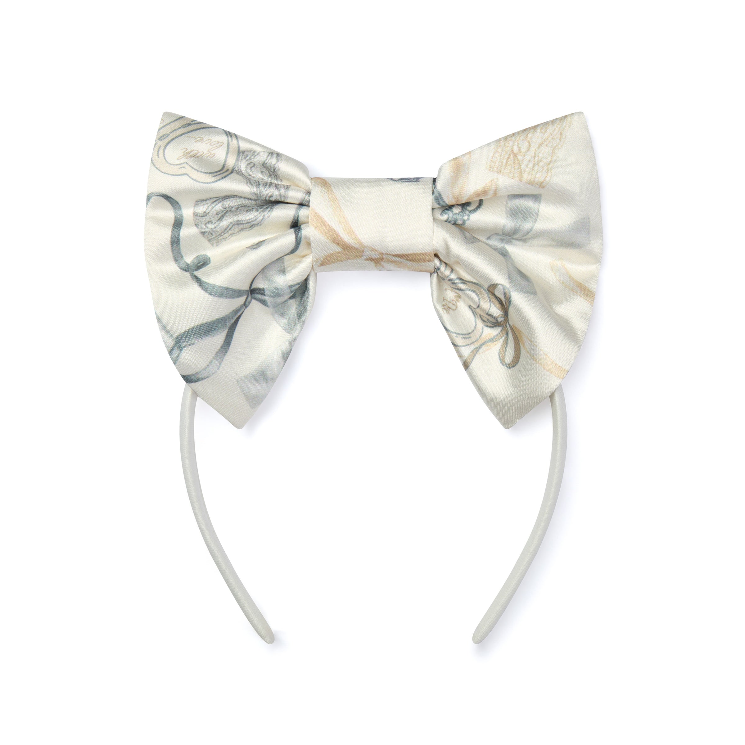 ADee Girls ALLIE White Printed Bow Headband