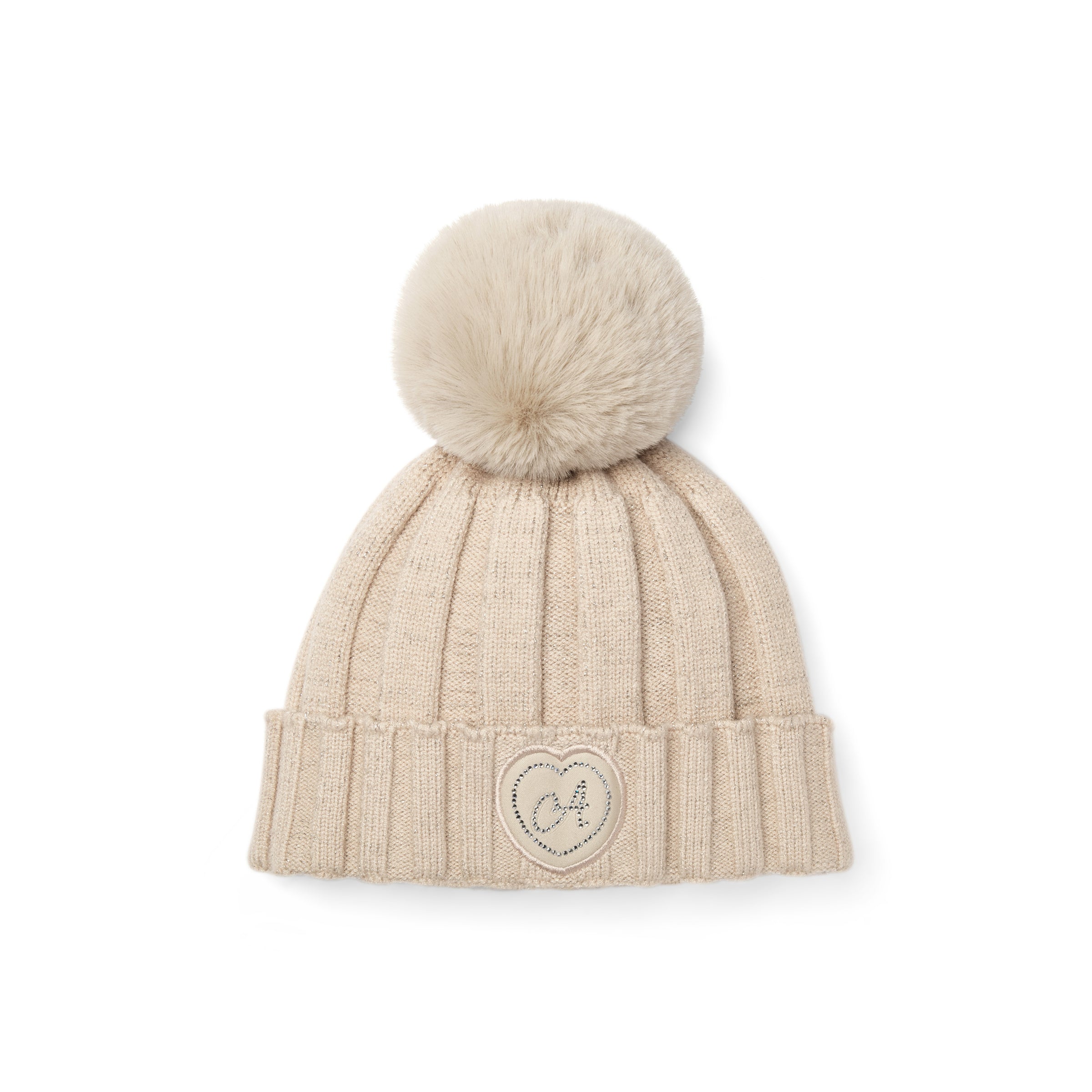 ADee Girls BOBBIE Beige Pom Pom Hat