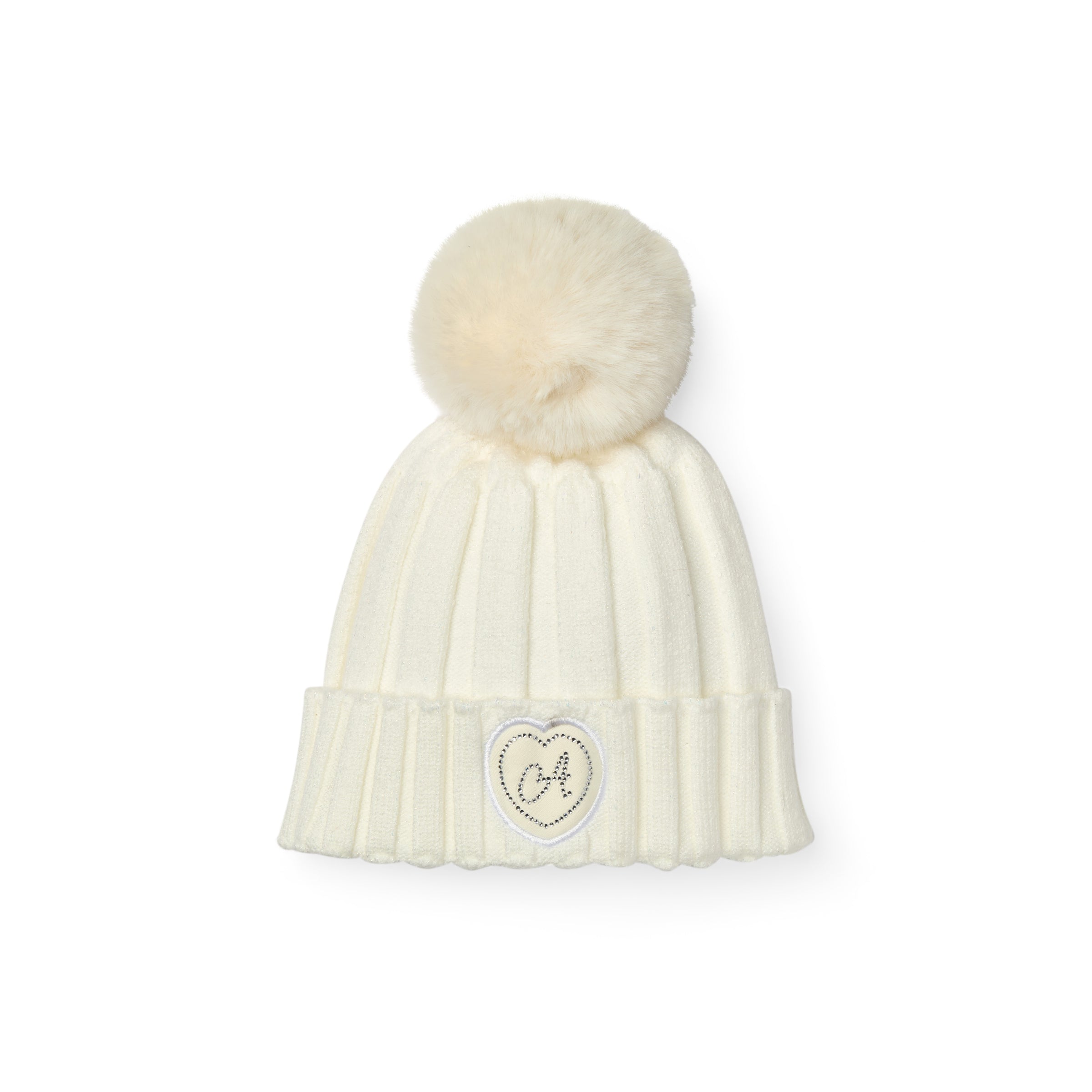 ADee Girls BOBBIE White Pom Pom Hat