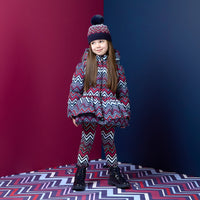ADee Girls AVA Navy Chevron Print Coat