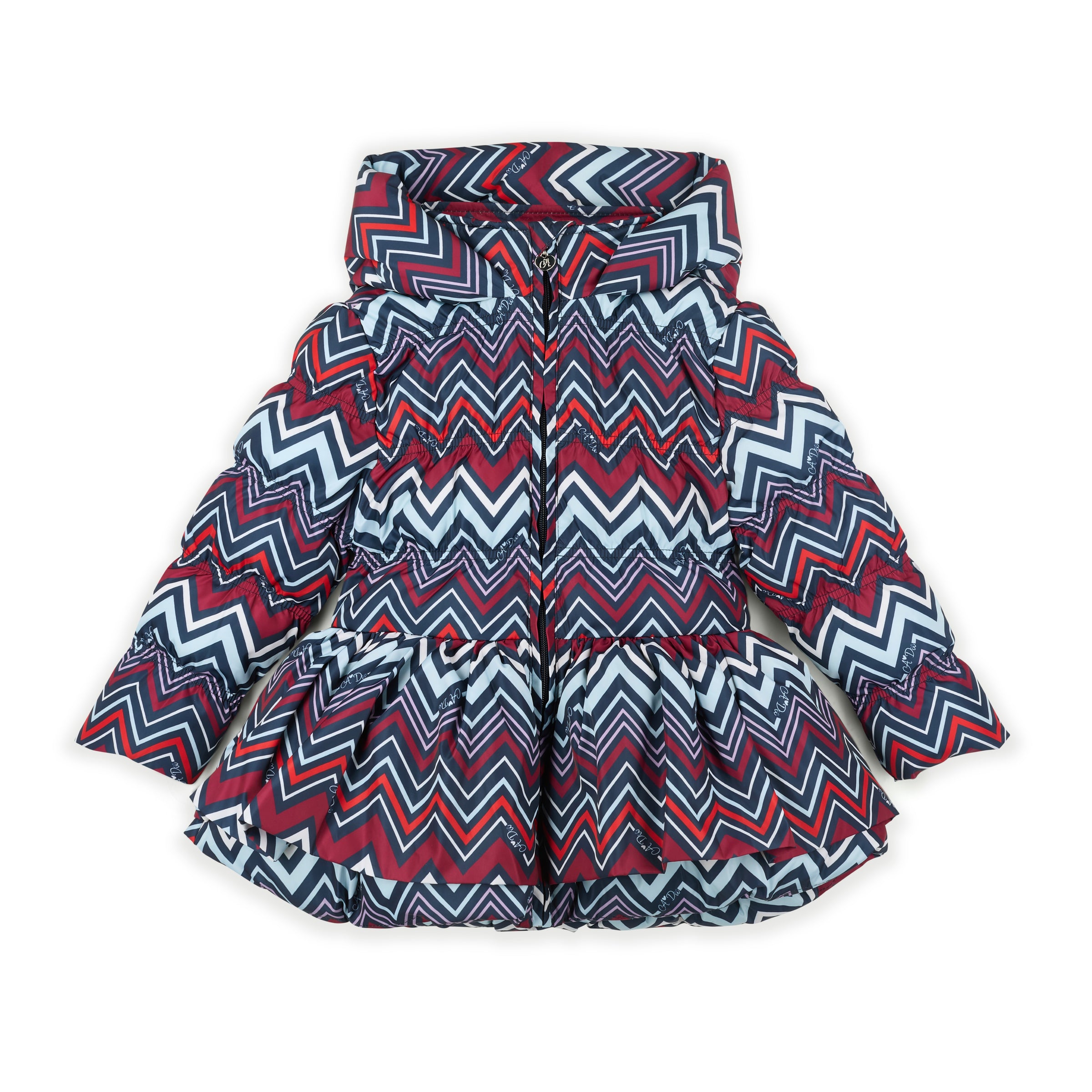 ADee Girls AVA Navy Chevron Print Coat