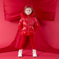 ADee Girls AVERY Red Faux Fur Coat