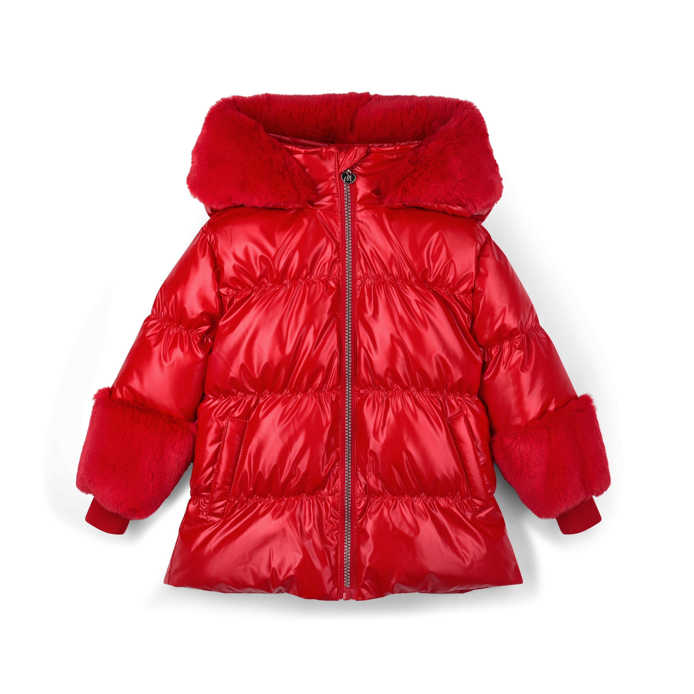 ADee Girls AVERY Red Faux Fur Coat