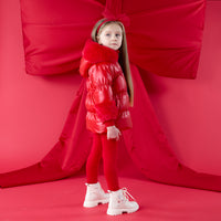 ADee Girls AVERY Red Faux Fur Coat