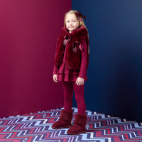 ADee Girls ANNA Red Faux Fur Gilet