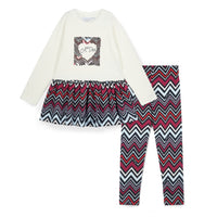 ADee Girls CRISSY White Chevron Print Leggings Set