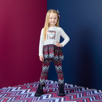ADee Girls CRISSY White Chevron Print Leggings Set
