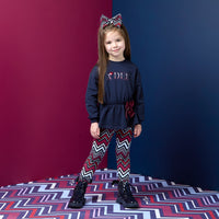 ADee Girls CELINE Navy Chevron Print Leggings Set