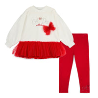 ADee Girls BONNIE Red Tulle Leggings Set