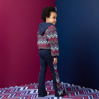 ADee Girls COCO Navy Chevron Print Flared Tracksuit