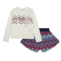 ADee Girls CLARA White Chevron Print Shorts Set