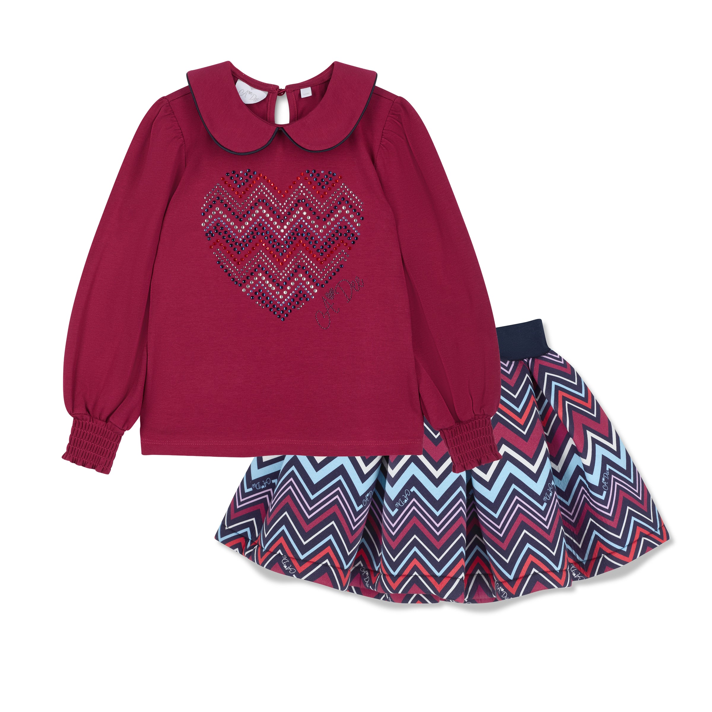ADee Girls CHLOE Red Chevron Print Skirt Set