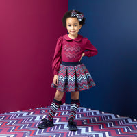ADee Girls CHLOE Red Chevron Print Skirt Set