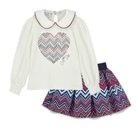ADee Girls CHLOE White Chevron Print Skirt Set