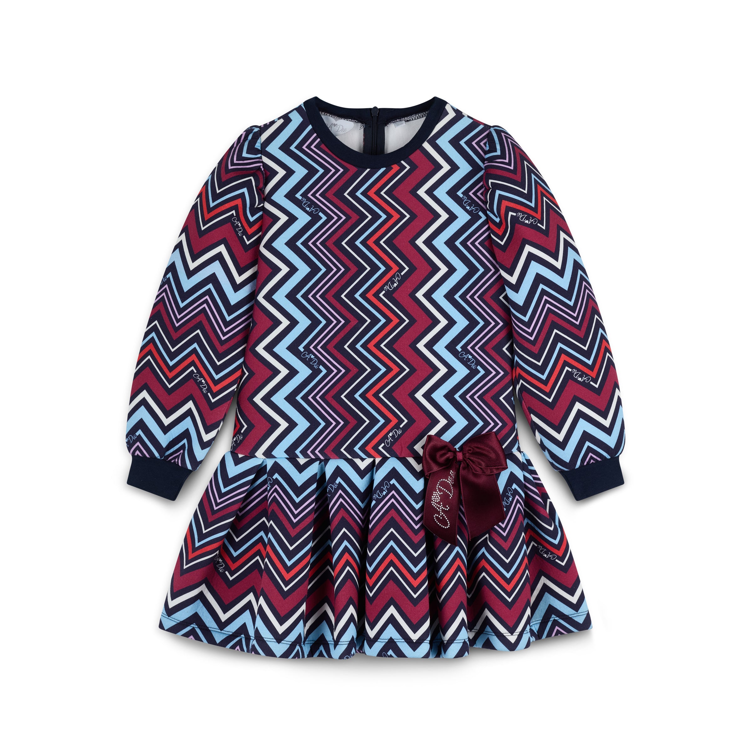 ADee Girls CORA Navy Chevron Print Dress