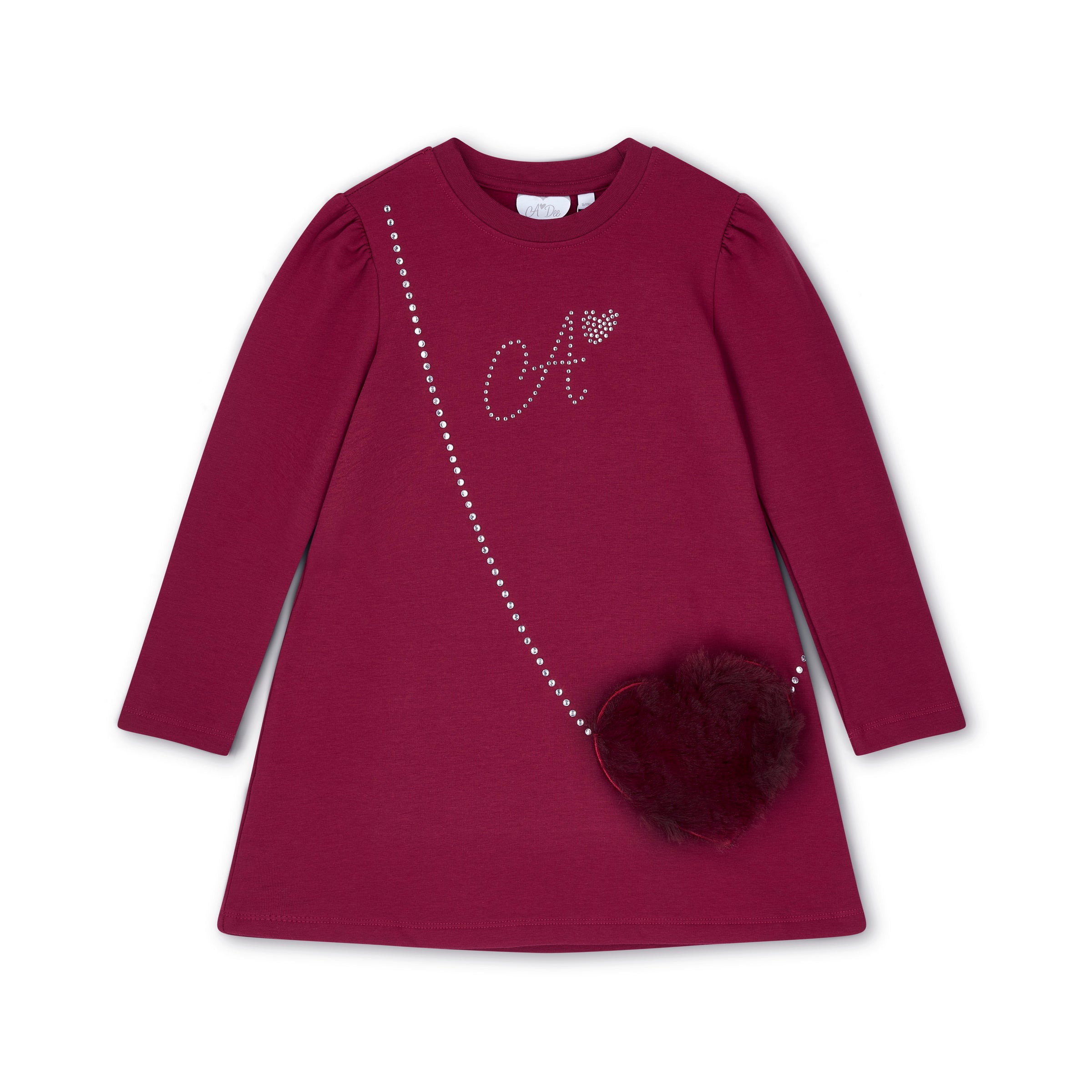 ADee Girls ALYSSA Red Faux Fur Handbag Dress