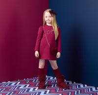 ADee Girls ALYSSA Red Faux Fur Handbag Dress