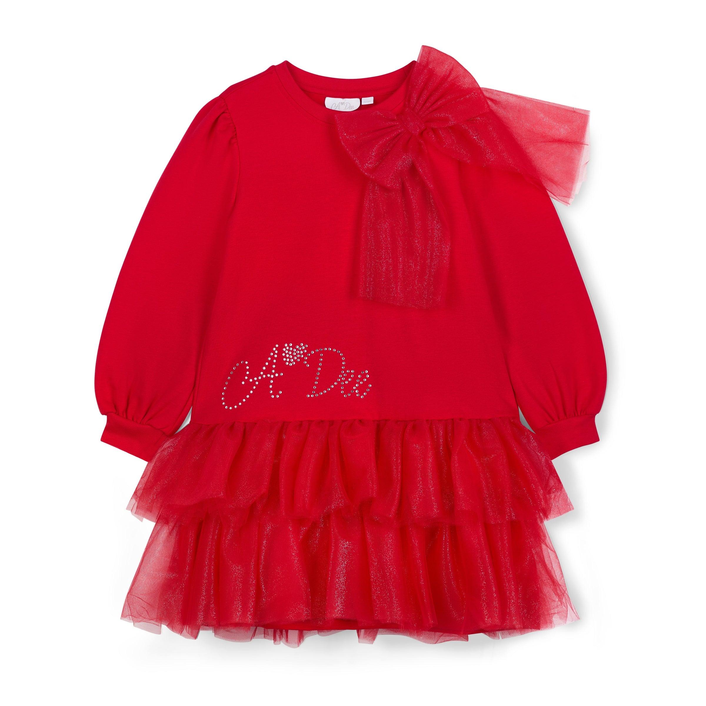 ADee Girls BRANDY Red Tulle Bow Dress