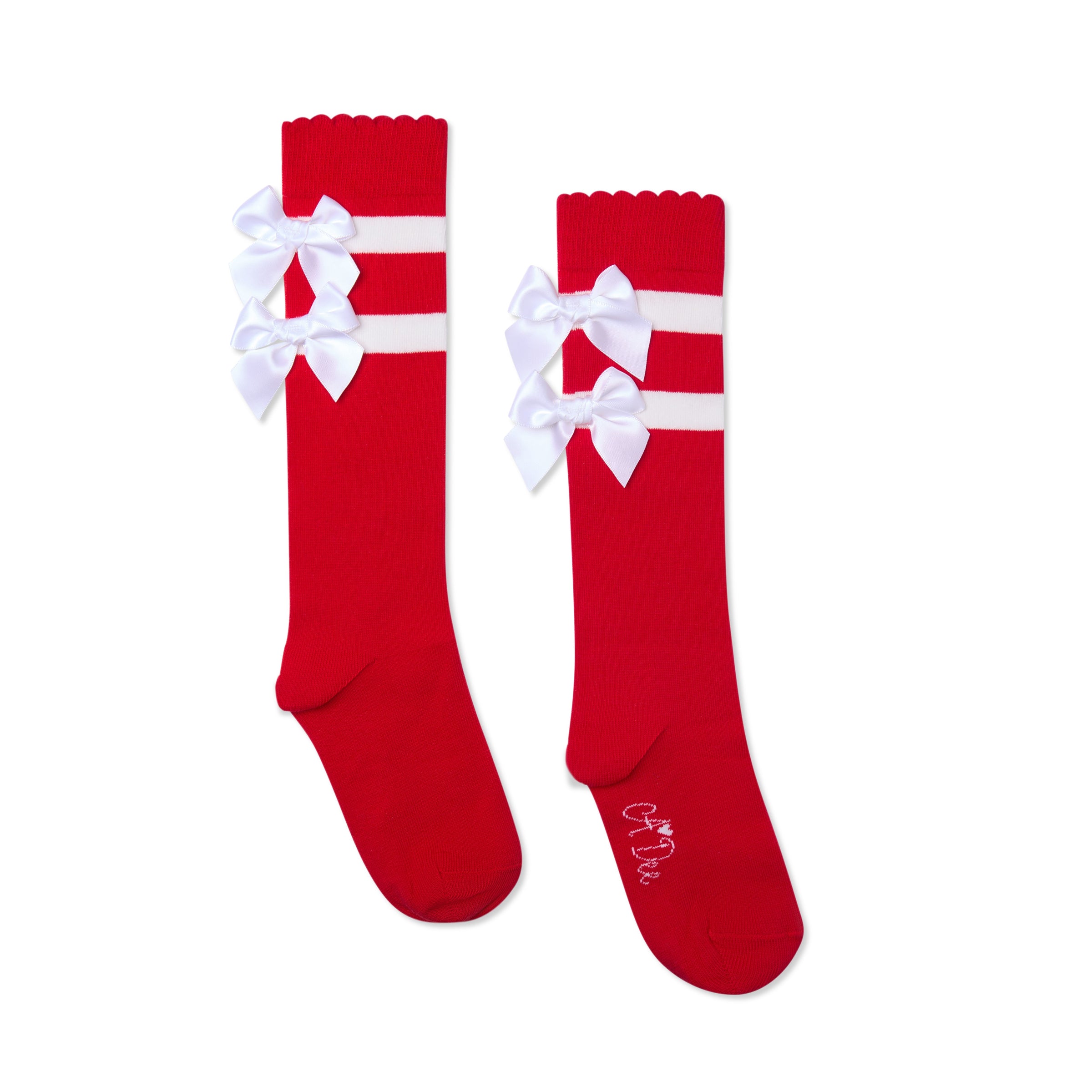 ADee Girls ASTRID Red Stripe Bow Knee High Socks